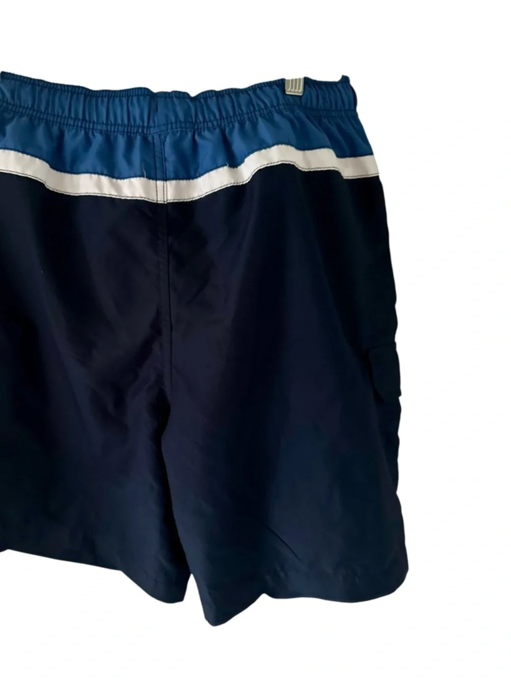 Islander Men's Navy and Blue & White Swim Trunks with Contrast Stripe